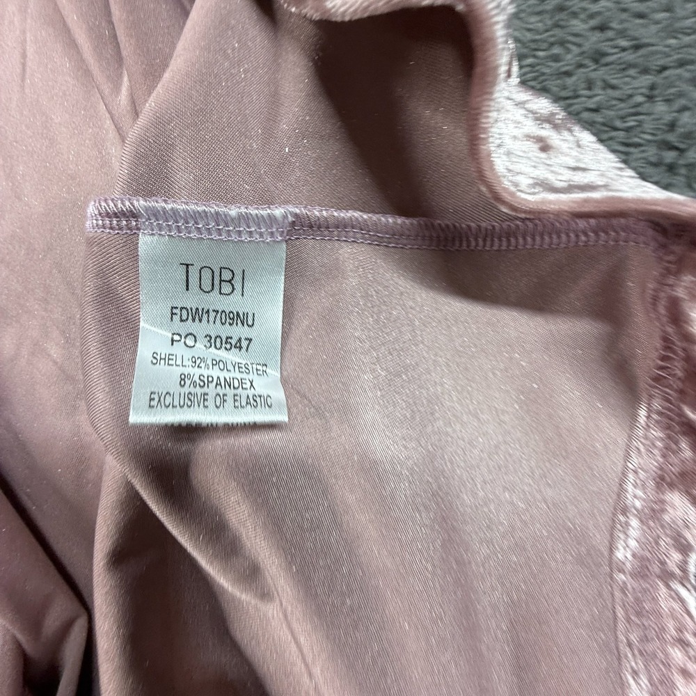 TOBI S Crushed Velvet Slip Dress Blush Pink Choker Neck Strappy Back NWT - Picture 4 of 8
